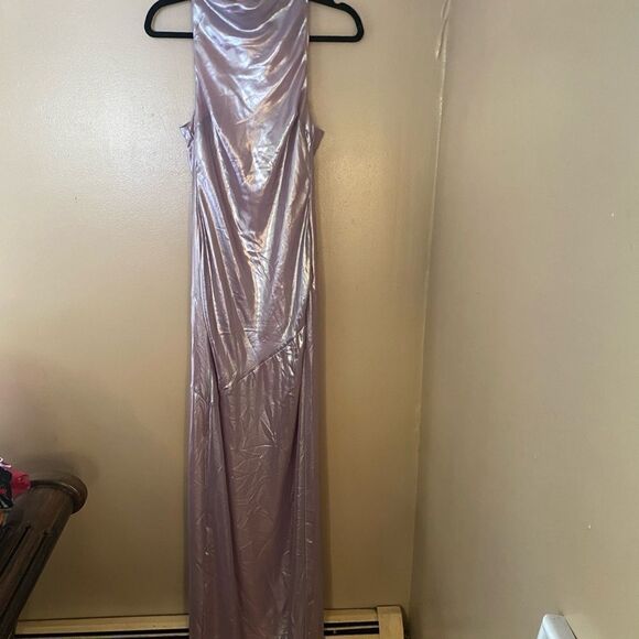 Lovers and  Friends Cressida gown pale pink metallic wet look dress Revolve - Picture 11 of 11